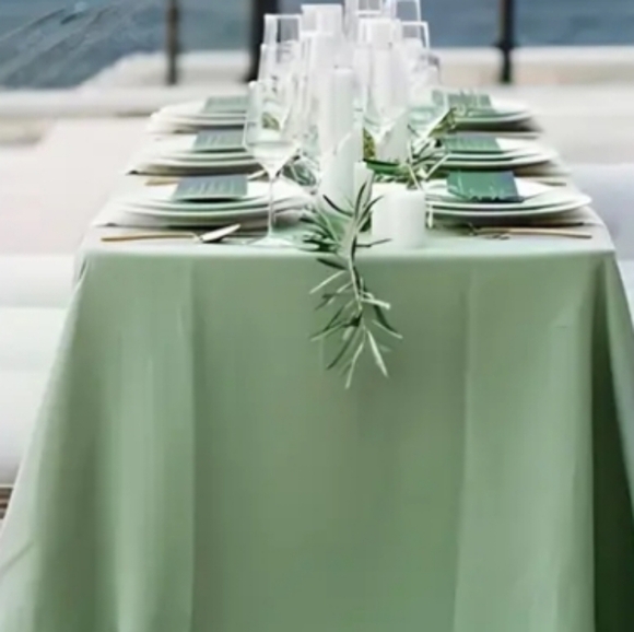 None Other - - Elegant Sage Tablecloth for Dining